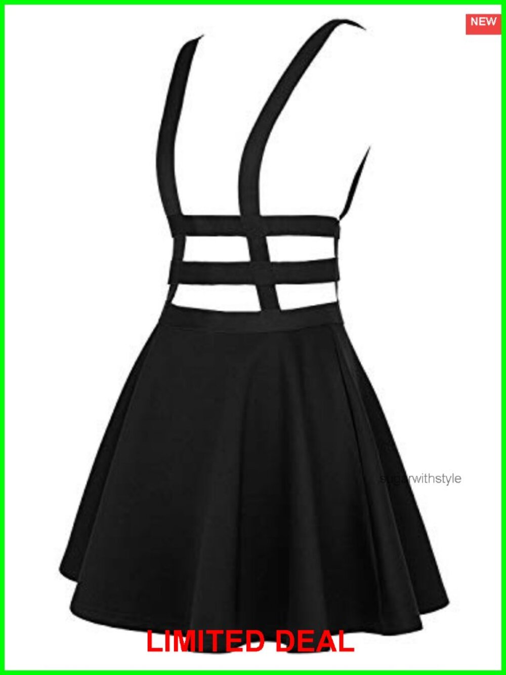 High Waist A-Line Mini Skirt with Caged Harness Suspender Straps
